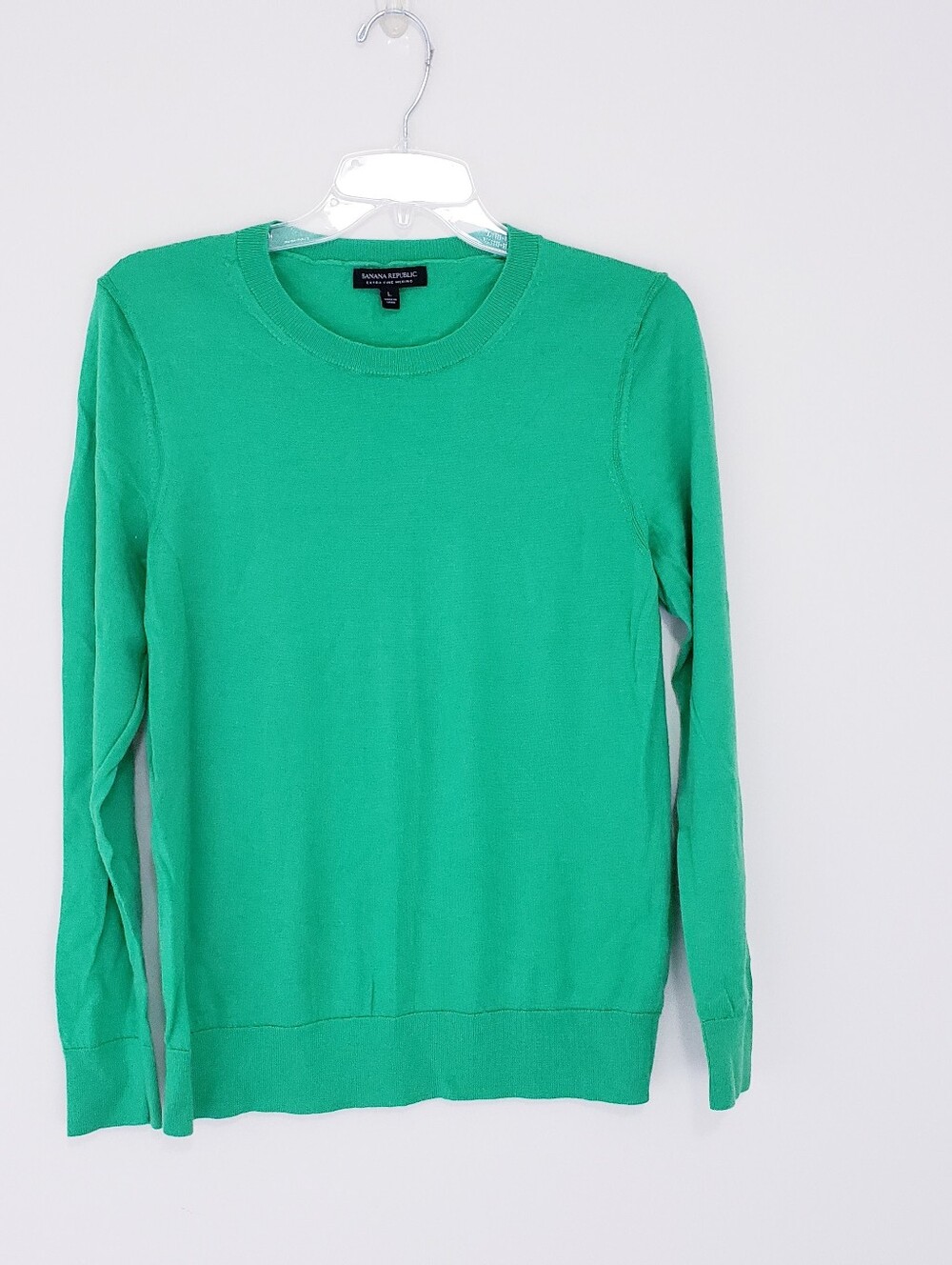 Banana Republic Bright Green Crewneck Extra Fine Merino Wool Sweater Size Large
